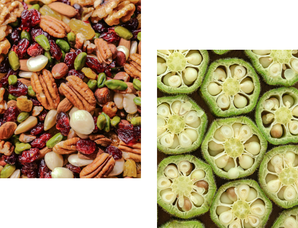 Cerealien und Trockenfrüchte in individuell bedruckten Standbodenbeuteln verpacken - Beispiel Nussmischung und Früchte